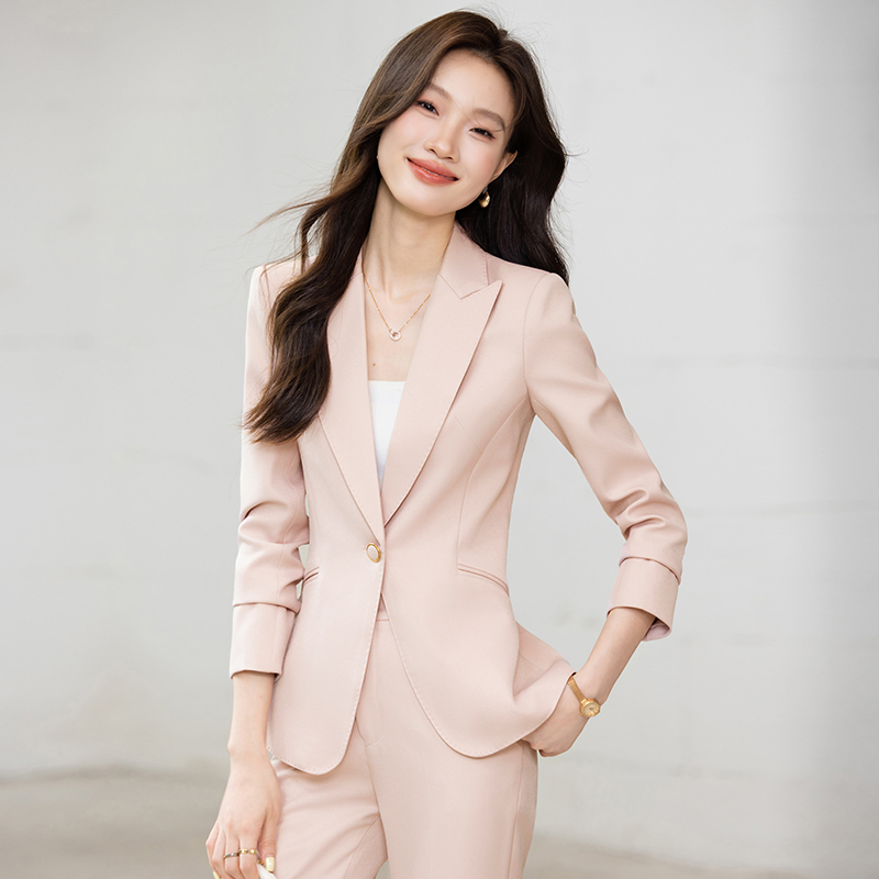 Pink Suit Set for Women 2026 New Spring and Autumn Fashion Elegant Goddess Style Niche Design Slim Fit Blazer