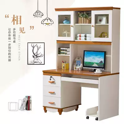 Desktop computer desk with bookcase bookshelf Mediterranean style home corner desk combination student learning table