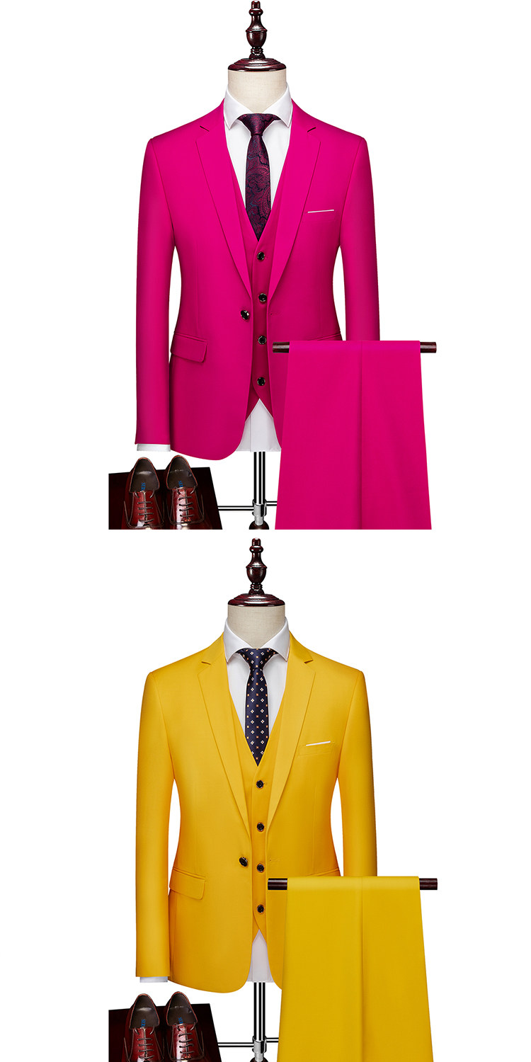 西服套装男西装男士商务休闲职业装修身新郎伴郎结婚三件套礼服潮详情11