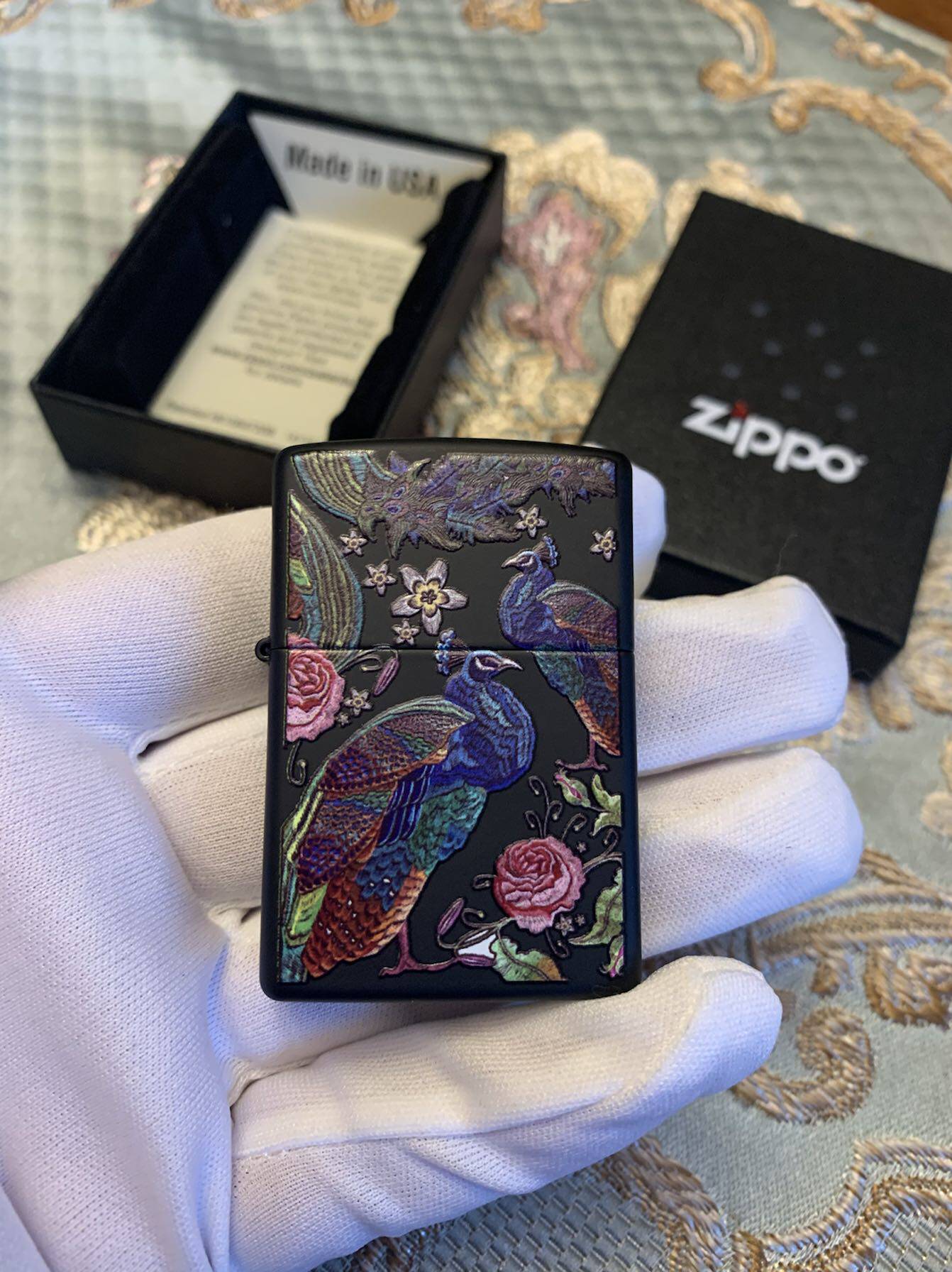 American Zippo's Treasure of the Lighter National Wind Peacock Matt Lacquer Color Printed Windproof Kerosene Imported Men Personality
