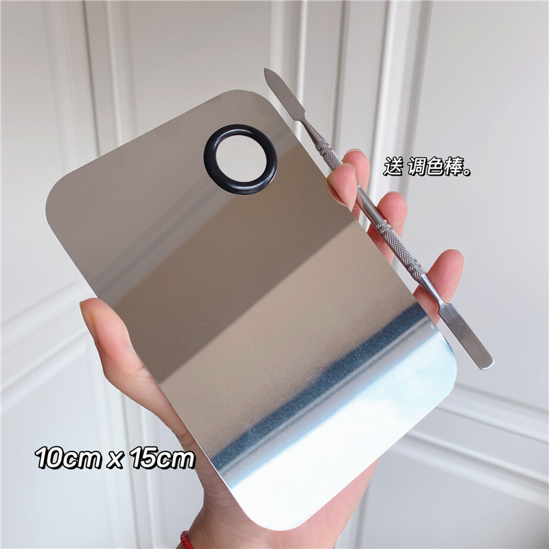 プロ仕様のメイクアップ用ステンレスパレット、リキッドファンデーションとクリームファンデーションパレット、ミキシングスティックセット付き