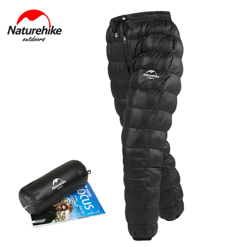 Naturehike Outdoor down Pants Waterproof Inner Layer for Men and Women Hiking Camping Warm Side Zipper White Goose down