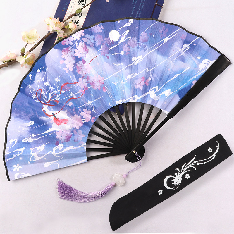 Jiuwei Fox Ancient Wind Fan Super Fairy China Wind Han Suit Folding Fan Female Summer Carry-on and Folding Bamboo Fan Dance Fan
