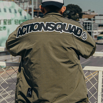 ACTIONS Mens and womens hip-hop tide brand casual loose all-match slip-shoulder lapel coach jacket sports windproof jacket