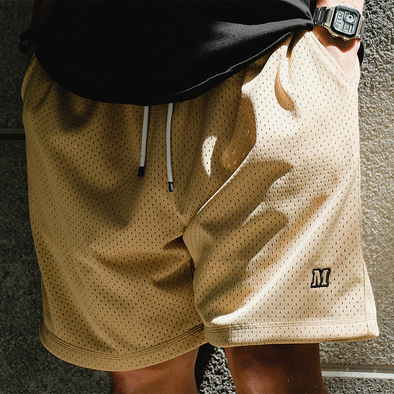 Masterape American street sports leisure loose letter embroidered Neteye breathable men and women basketball shorts