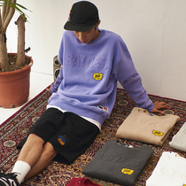 BATTLES embossed embroidery round neck fleece bottoming long-sleeved sweater men and women couples loose casual sports jacket