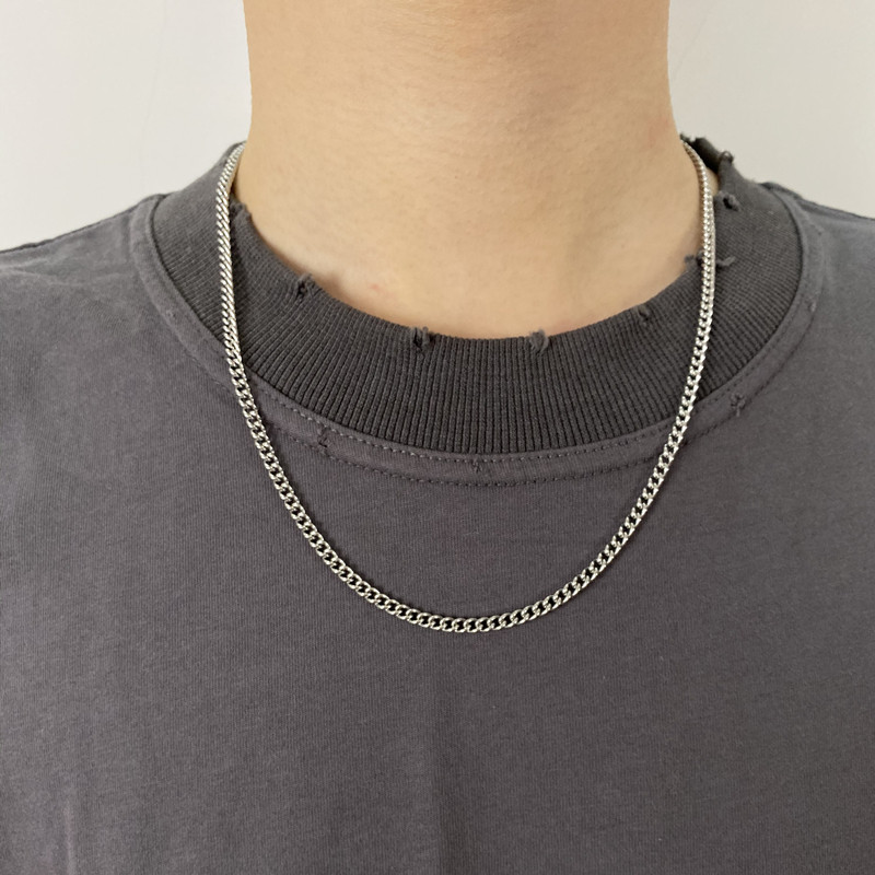 European and American hip-hop street dance Tide Card Titanium Steel Pure Color Minimalist Necklace men and women 100 matching accessories Pendant Lovers Holiday Gift