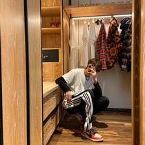 HELIPORT MALE AND FEMALE LOVERS Hip Hop Street Dance Tide Cards Loose Straight Barrel Long Pants Side Open Fork Buttoned Sports Casual Pants