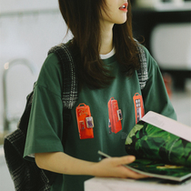 PSO Brand retro Tide Cards Coke Print Loose 100 Lap Couple Short Sleeve Pure Cotton Half Sleeve Casual T-shirt