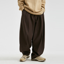 BUTTBILL Mens and womens Japanese retro trendy brand straight loose casual trousers couples all-match wide-leg drape trousers