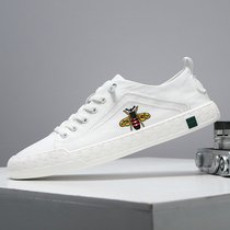 European Station Men Shoes Summer Breathable Ice Silk Cloth Shoes Men Trends 100 Hitchhiking Casual Shoes Flat Flat White Shoes Mens Board Shoes