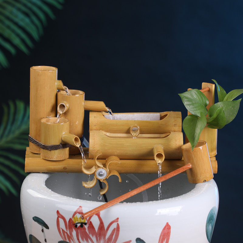 Bamboo Flowing Water Instrumental Fish Tank Stone Trough Circular Filter Platoon Car Office Living-room Decorated Fountain Pendulum with Wet Oxygenation