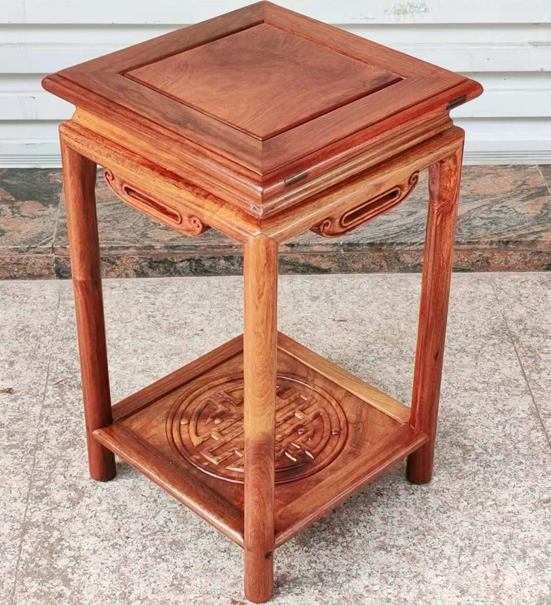 Mahogany Burmese pear Ming-style tenon and mortise flower stand solid wood flower several large fruit red sandalwood flower stand living room rack balcony rack