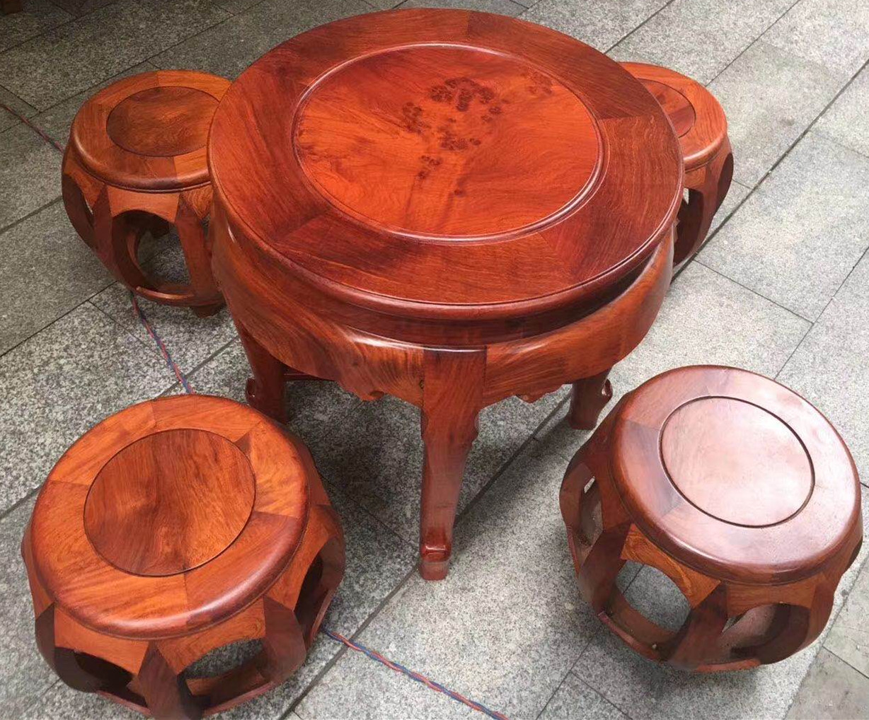 Red Wood Furniture Myanmar Flowers Pear Wood Mortise And Drum Stool Flowers A Few Great Fruits Purple Sandalwood Casual Table Computer Desk Small Table Tea Table