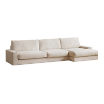 Genji Muyu fabric sofa living room white cream style corner sofa small apartment tofu block combination sofa