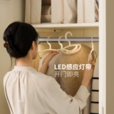 源氏木语 Шкаф из цельного дерева, простой шкафчик для спальни в кремовом стиле, гардеробная, белая штанга для одежды, домашний шкаф