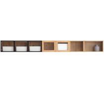 Genji Muyu solid wood combination bookcase top cabinet storage cabinet large capacity storage cabinet grid cabinet heightened to the top cabinet
