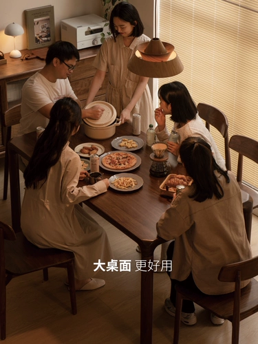 源氏木语 Столковый столик с твердым деревом Простой черный крайный квадратный столик с длинным квадратным метром небольшой ресторан и комбинация стула