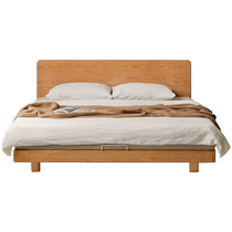 Genji Muyu solid wood bed cherry wood bedroom double bed simple suspended bed large bed 1 5 meters ultra-thin bed head