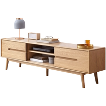Genji Muyu solid wood TV cabinet living room household oak sliding door storage cabinet modern simple small apartment floor cabinet