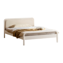 Genji Muyu solid wood childrens bed soft-packed bedside boy single bed girl princess bed white teen crib