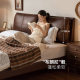 [Li Jiaqi 618 Super Trendy Home Decoration Festival] Genji Wood Art Leather Bed Bedroom American Retro Double Bed