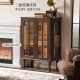 Genji Wood Language Solid Wood Side Cabinet Living Room American Retro Standing Cabinet Home Small Apartment Storage Cabinet with Light Display Cabinet