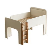 Genji Muyu childrens bed modern simple cream style boys and girls half-high bed small apartment white soft bed