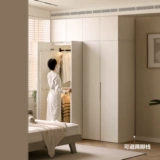 源氏木语 Шкаф из цельного дерева, простой шкафчик для спальни в кремовом стиле, гардеробная, белая штанга для одежды, домашний шкаф