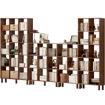 Genji Muyu solid wood bookshelf study display rack simple bookcase free combination grid cabinet oak storage rack