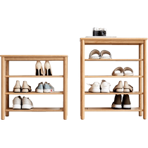 Genji Muyu solid wood shoe rack household multi-layer storage rack living room small shelf storage rack door simple narrow shoe cabinet
