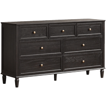 Genji Wood Language Solid Wood Drawer Cabinet Simple American Locker Bedroom Black Oak Seven-drawer Cabinet Bedside Standing Cabinet