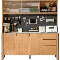 Genji Muyu solid wood slate sideboard modern simple high cabinet hole board tea cabinet household oak storage cabinet