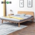 Genji gỗ ngôn ngữ Tất cả giường gỗ rắn hiện đại nhỏ gọn sồi trắng tăng gấp đôi giường 1,5 m 1,8 m phòng ngủ đôi bảo vệ môi trường - Giường Giường