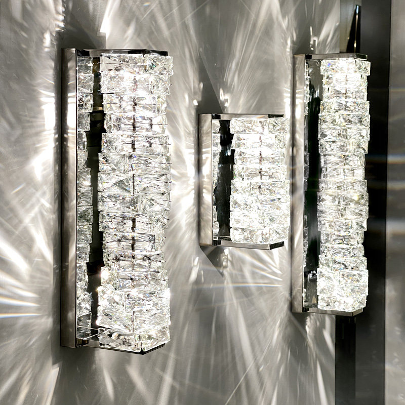 Light extravagant wall lamp Living room lamp minimalist modern atmospheric bedroom light Living room Background wall light led aisle lamp Water crystal lamp-Taobao