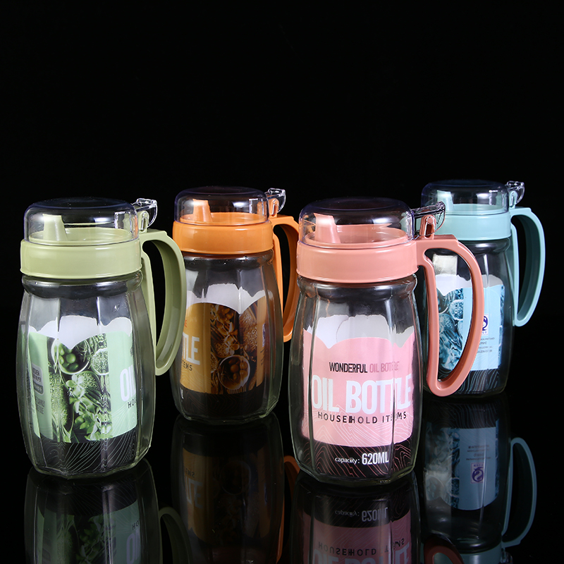 Oil pot wonderful glass oil pot kitchen storage bottle utensils leak-proof glass bottle seasoning bottle