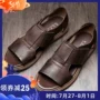 Mùa hè 2019 đi dép xăng đan nam xu hướng phiên bản Hàn Quốc của dép da nam Giày đi biển Velcro Roman - Sandal dép quai hậu nam 2021