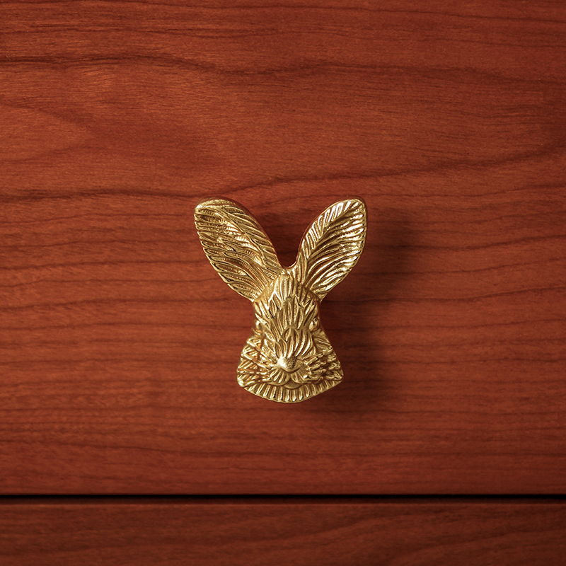 Nordic brass handle Creative cabinet door handle Simple drawer door decoration handle Pure Copper rabbit handle