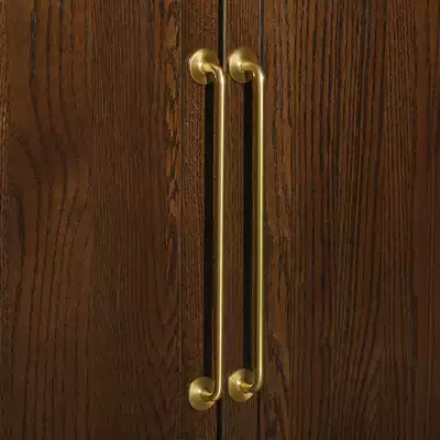 Light luxury retro pure copper handle Nordic creative door handle cabinet door drawer? Car brass handle double hole gold