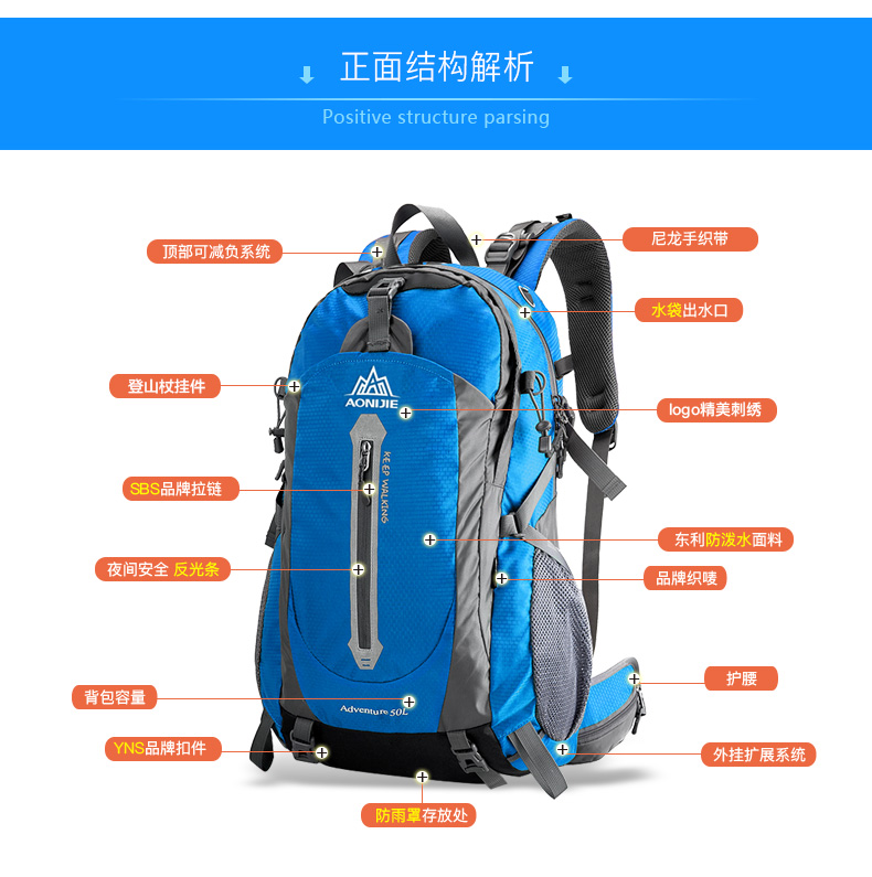 Ba lô du lịch ngoài trời đa chức năng túi đeo vai nam và nữ siêu nhẹ không thấm nước cắm trại ba lô 40 lít 50L balo pedro