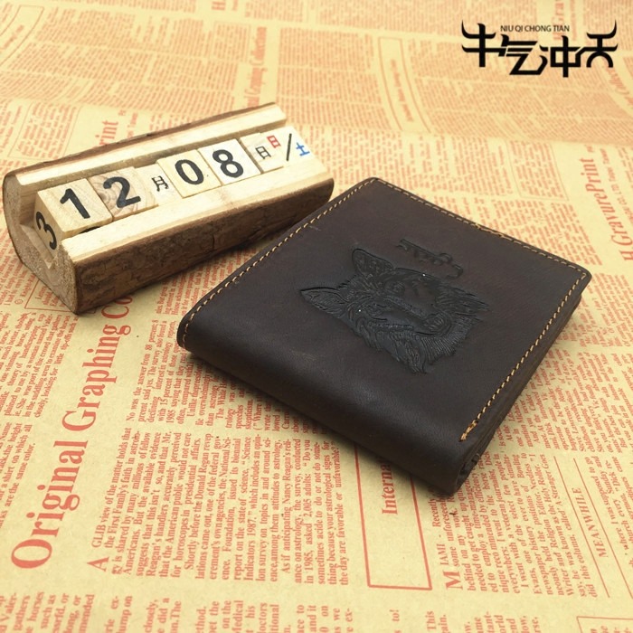 Mongolian Featured Self-Created Direct Sales Men's Wallet Men's Short Nationalities Genuine Leather Youth Small Wallet Card Purse Leather Clip Men