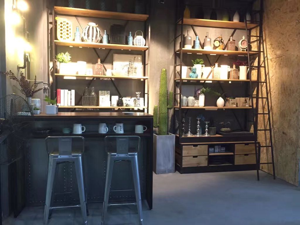 loft iron art rack solid wood floor shelve shelve retro creative industrial wind bookshelves partition show shelf shelf