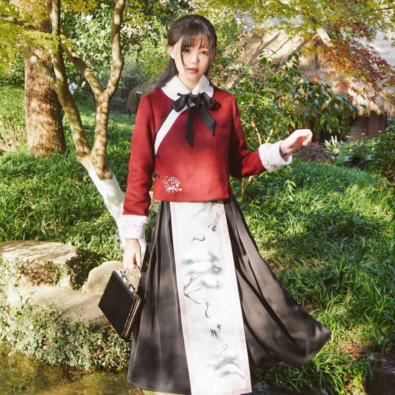 Sichuan Dai time: Song Huaming Wind Original Design State Wind Comeback Ancient Tandem Dress Lady Autumn Winter Short Coat Three Suits-Taobao