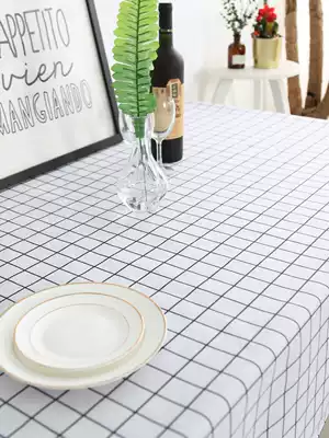 Tablecloth waterproof anti-fouling disposable household Nordic Plaid modern hipster rectangular coffee table waterproof PVC tablecloth
