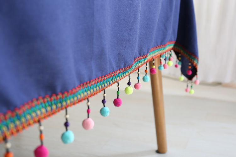 Khăn trải bàn bằng vải cotton và vải lanh màu xanh đậm màu xanh hải quân retro Vân Nam B & B màu rắn quốc gia bàn gió bàn cà phê khăn trải bàn bằng vải khăn bàn