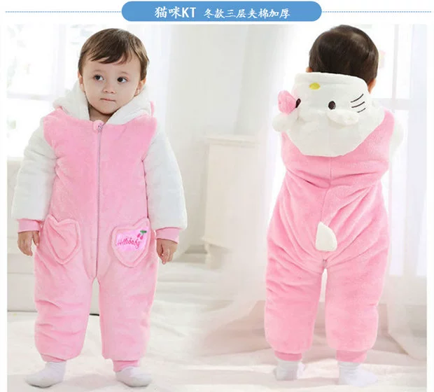 Babyiesies Trang phục mùa đông cho bé 2 bộ quần áo bé trai 3 tháng 1 tuổi mùa đông dày jumpsuit romper