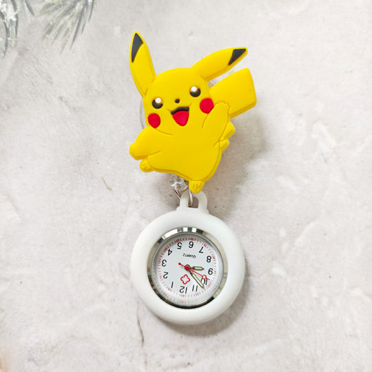 Cartoon retractable nurse pocket watch chest watch doctor pocket watch luminous waterproof pocket cute women's silicone watch