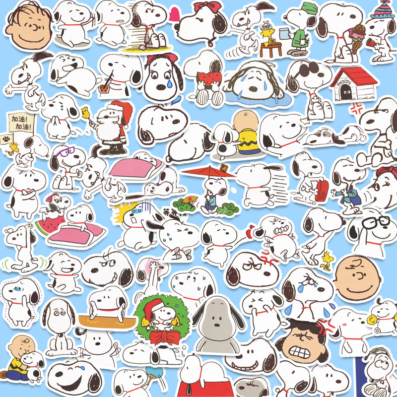 100 non-repeating cute Snoopy cartoon anime stickers mobile phone protective shell cup decoration waterproof stickers