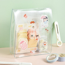 Creative simple diy transparent winding storage bag ins Wind girls students large capacity bill stationery storage bag