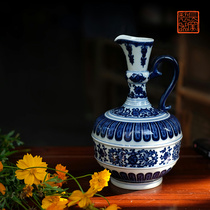 Long things live long kiln set blue and white twig flowers chrysanthemum petal pattern flower pouring bottle Jingdezhen handmade ceramic ornaments